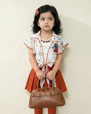 Floral Tie-Up 3-Piece Set (Skirt + Leggings)
