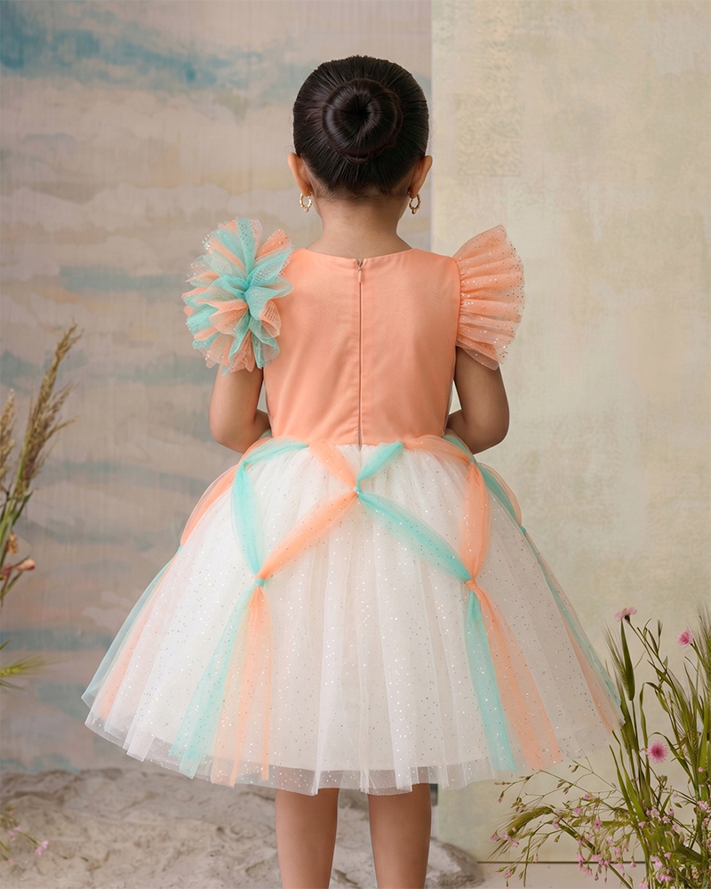 Peach Mint Flower Party Dress