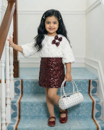 Fuzzy Top & Sequin Dress Set