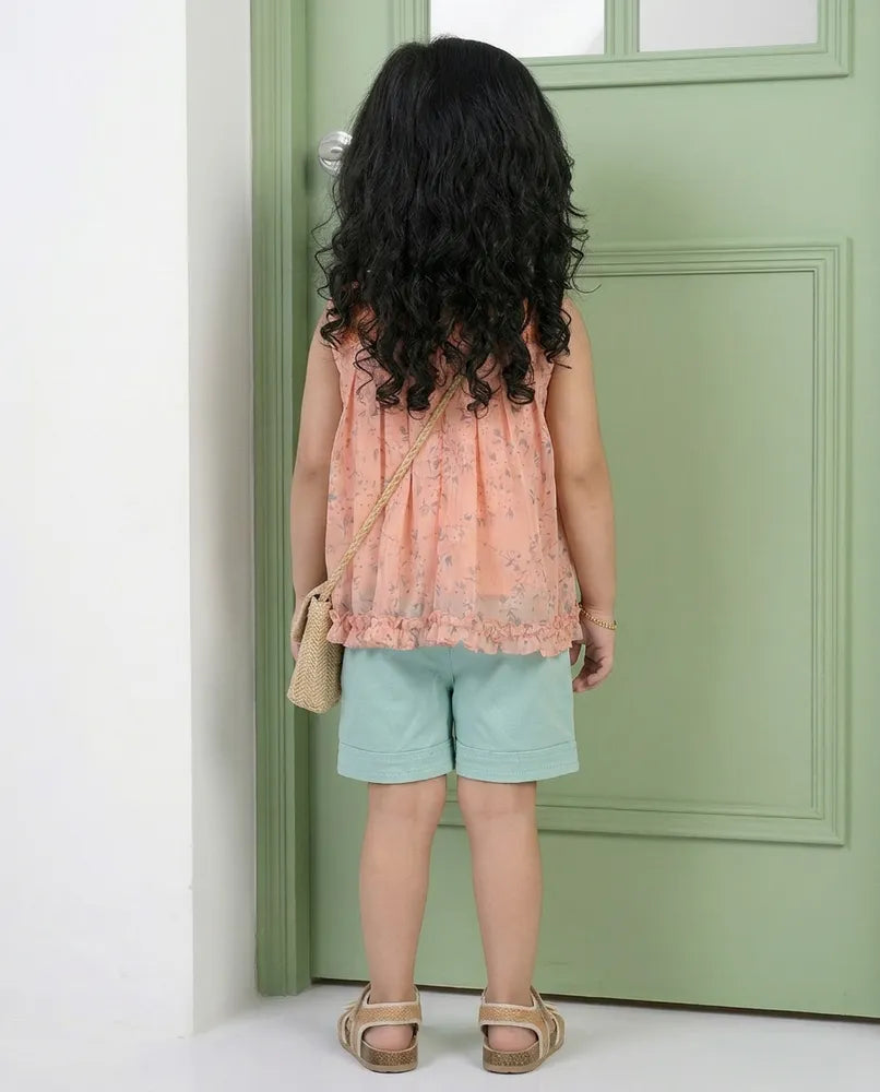 Peach Blossom Dress & Shorts Set