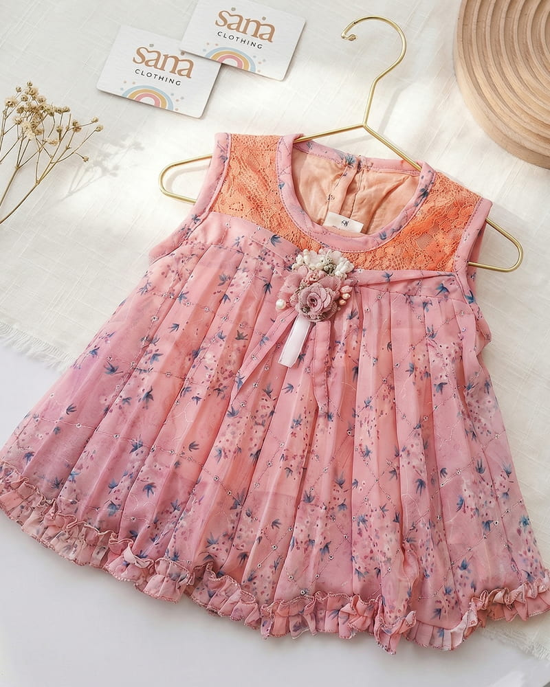 Peach Blossom Dress & Shorts Set