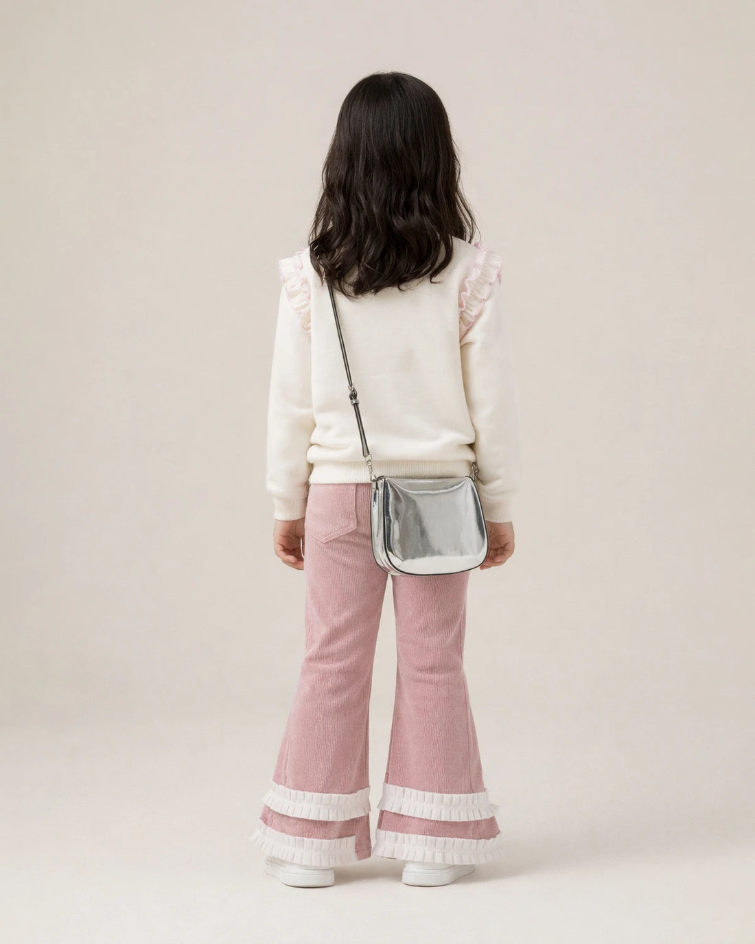 Girls Tulip Print Sweatshirt & Pink Flared Pants Co-ord Set | Sana Clothing