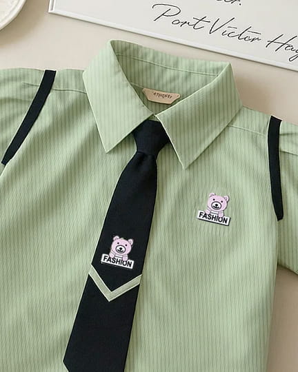 Girls Indo-Western Shirt & Skirt Set with Tie | Sana Clothing