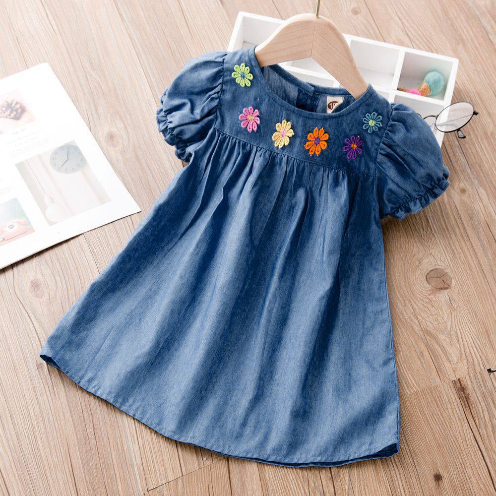 Baby / Toddler Cutie Embroidered Floral Soft Denim